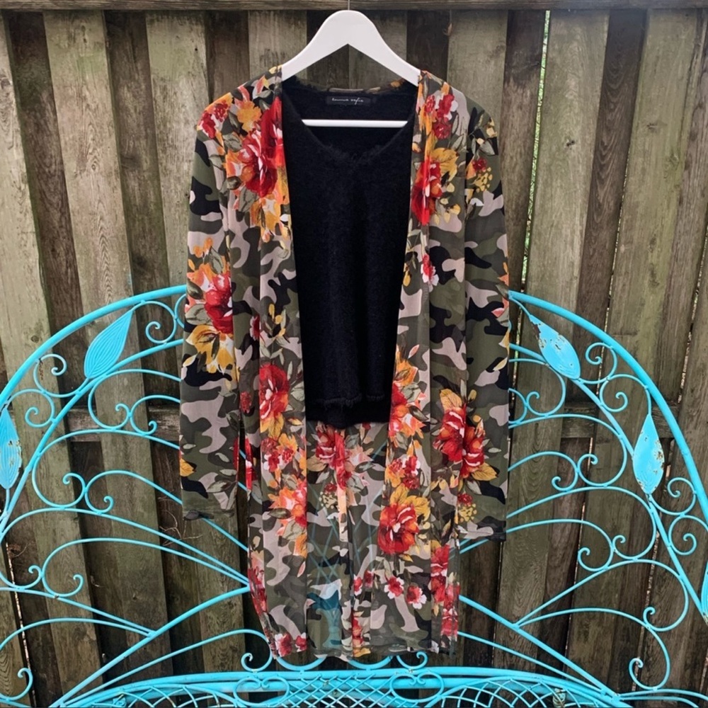 *SOLD* Camouflage Mesh Duster Cardigan